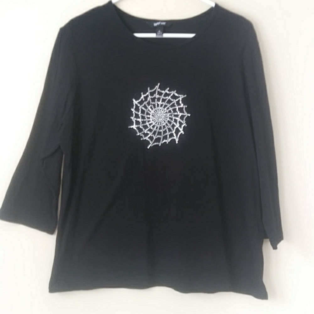 Krazy Kat Stud Embellished Shirt XL Black Silver Halloween - Picture 4 of 11